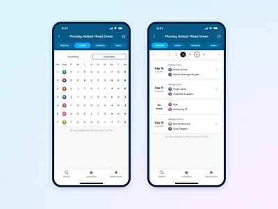 Match Ladder // Matches List android app design app design branding ios app design match ladder matches list minimal sports app design ux visual design