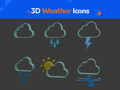 3D Weather Icons 3d design 3d weather icons app icons digital art forecast icons icon set interactive icons modern icons ui design user interface vibrant icons visual design weather app weather icons web design