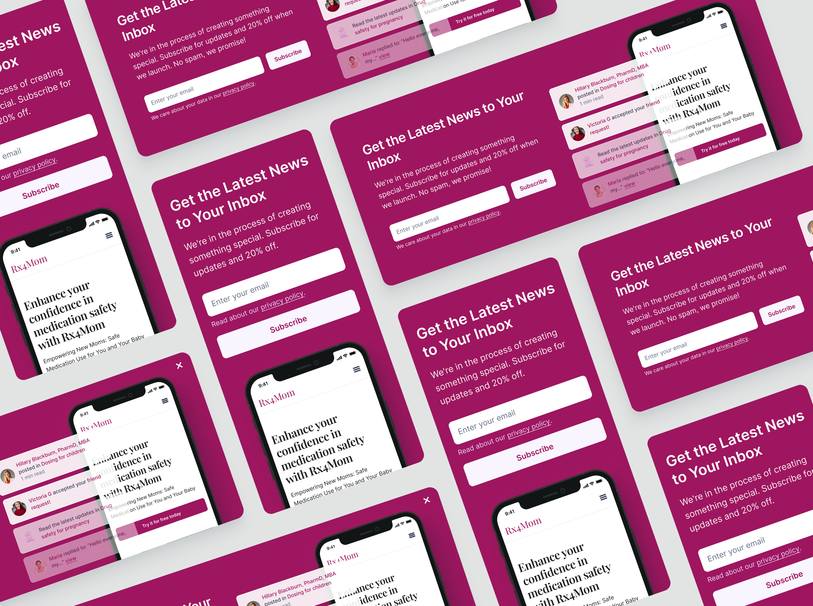 Rx4Mom - Newsletter app branding design email sms figma graphic design illustration logo marketing product design social media typography ui ux vector