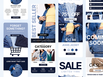 Fashion Jeans Email Design blue branding design email email campaign email design email marketing emails graphic design illustration jeans ui