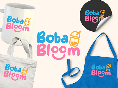 BOBA BLOOM Logo Design for Bubble Tea boba brand brand identity branding bubble tea cafe cafe logo design graphic design illustration logo logo design logo maker restaurant restaurant logo visual identity