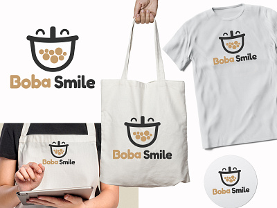 BOBA SMILE boba brand branding bubble tea cafe cafe logo design illustration logo logo design restaurant restaurant logo