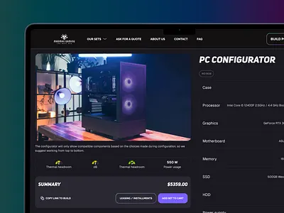 Madman Gaming PC Configurator configurator design gaming interface pc ui ux