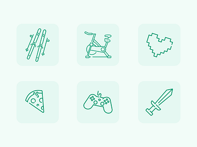 Fun and Playful Icon Set fitness foodlovers icondesign icons illustration retrogaming ui