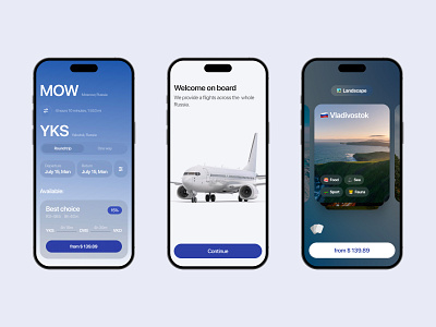 Yakutia airlines app airlines booking design figma glassmorphism travel ui visionos
