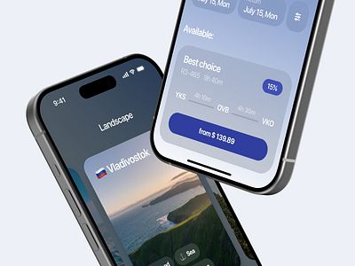 Yakutia airlines app airlines booking design figma glassmorphism travel ui visionos