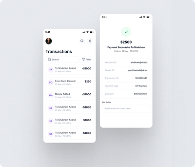 Transaction UI Design 💜 design figma minimal modern payment transaction ui uiux