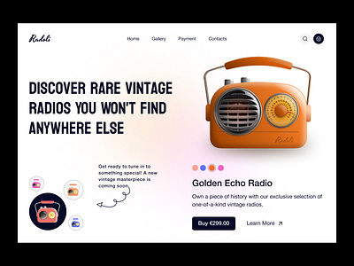 Vintage Radios E-commerce Website branding clean codexzel design e commerce web ecommerce ehsanux minimalist modern web design radio website ui ux vintage web design website design