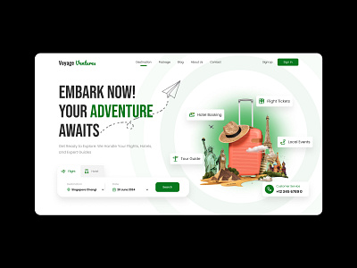 VoyageVentures-Flight&Hotel Booking Hero Section ui