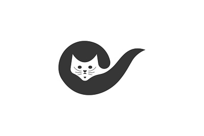 C for Cat! black and white cat branding c for cat cat logo classic cat logo minimal cat minimalist cat