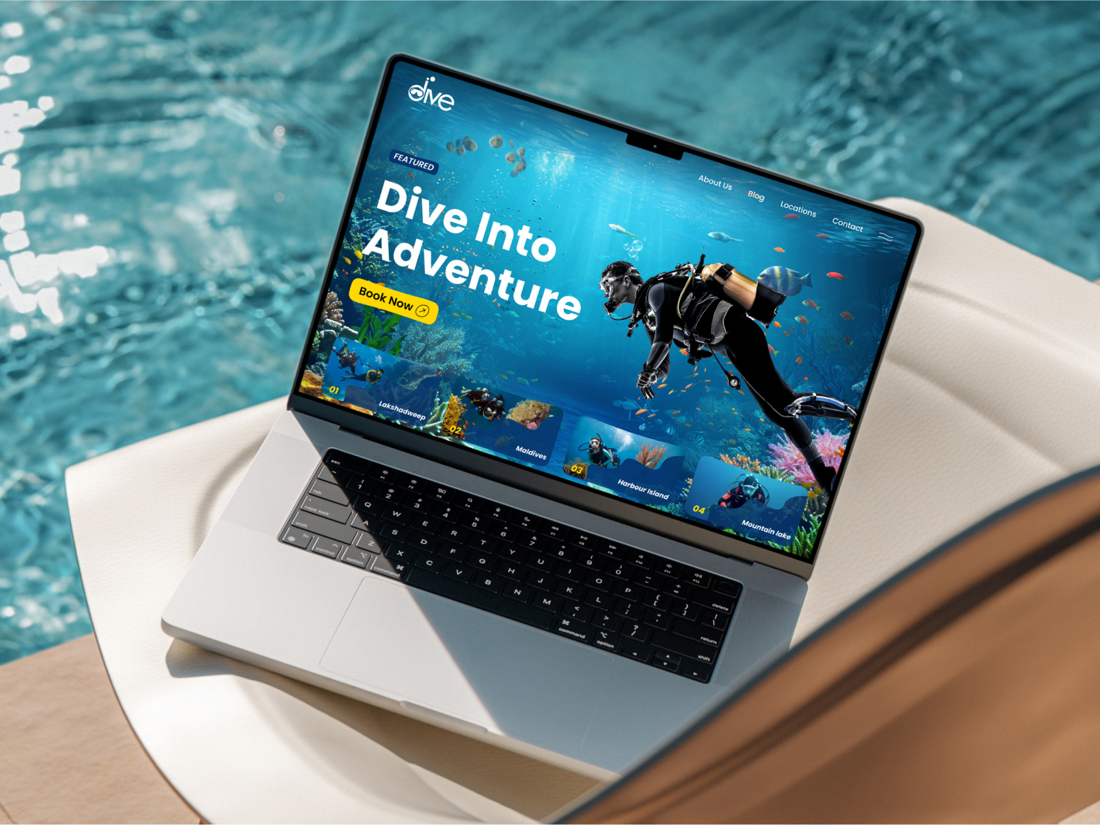 Dive : Scuba diving website adventure banner blue button diving locatio scuba sea ui underwater ux web banner website
