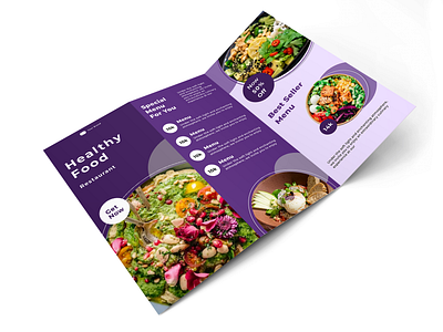 Fresh and Healthy Food Brochure Design brochure colorfull design food graphic design healthy mockup purple