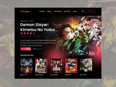 Anime OTT Web application UI/UX anime branding figma movie ott straming site ui uiux user interface web