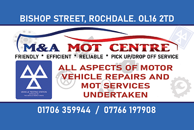 M&A MOT Centre Business Card branding business card graphic design logo