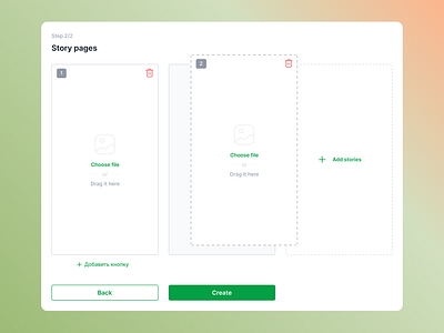 Create Stories choose file create create stories delete drag replace saas step one stories web design