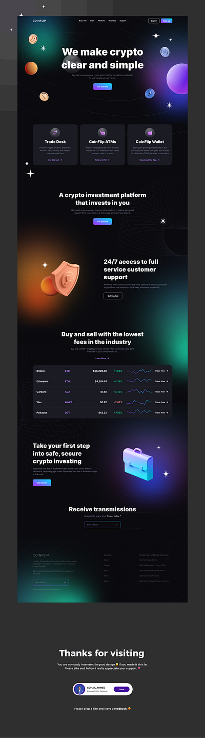 Crypto Coin Landing Page crypto figma landing page ui ux uxui web web design web page website