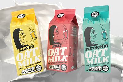 HOLY OATS! branding graphic design health food illustration logo oat milk packaging quirky retro vegan