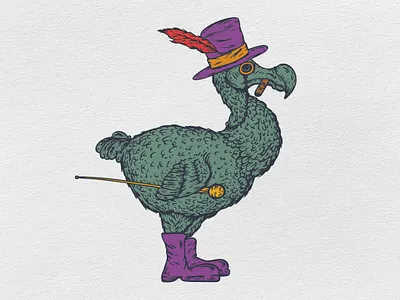 Dodo art bird character dodo draw fashion illustration print vector vintage