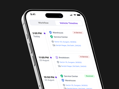 Detailed Vehicle Timeline design timelineui ui ux vehicle