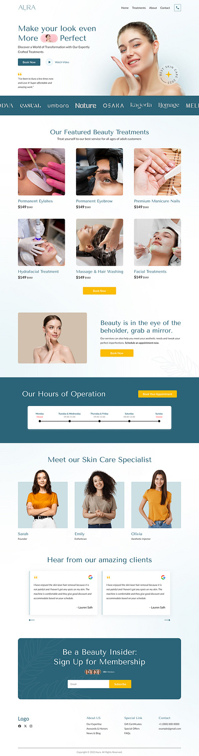 Landing page for Skincare Brand landing page ui ux