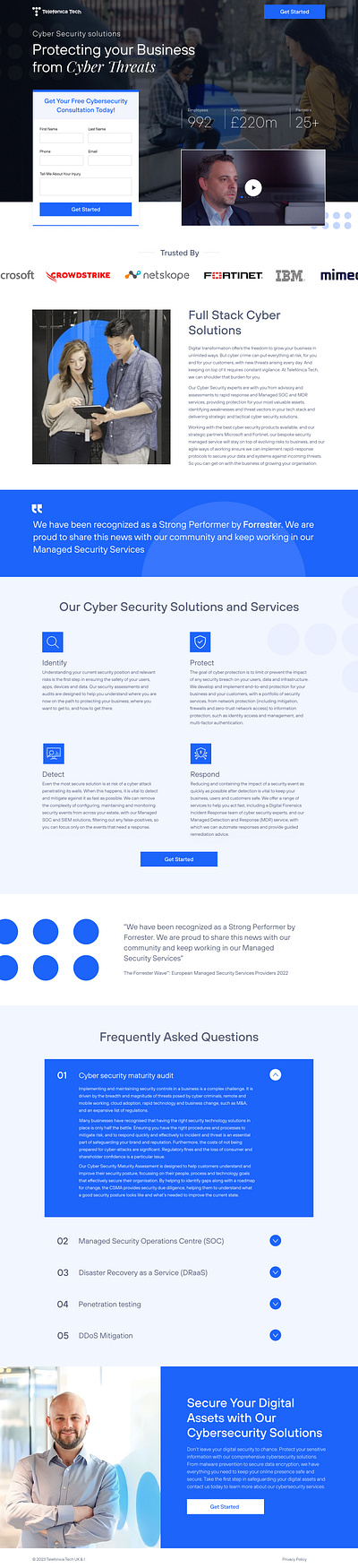 Landing Page For Cyber Security Company landing page ui ux