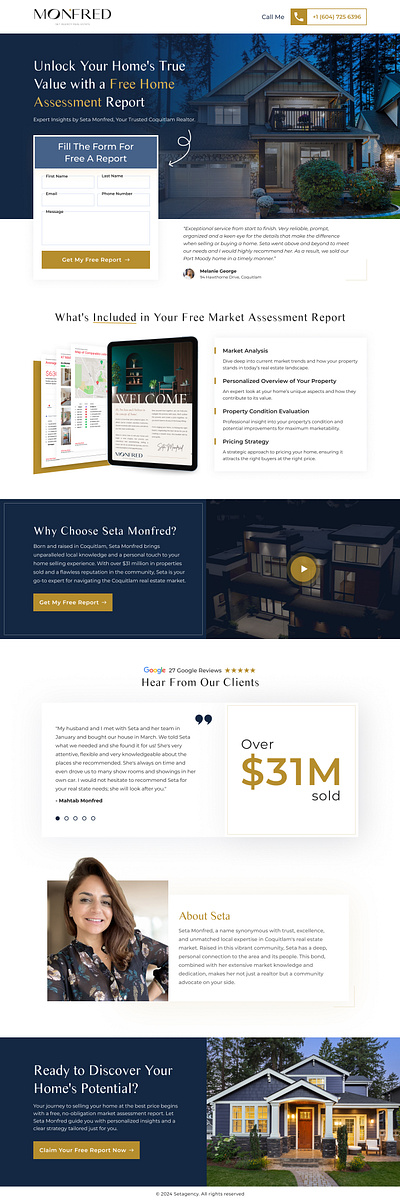 Page for Real Estate Agency landing page ui ux