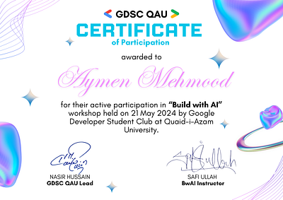 Certificate Design for AI Workshop graphic design