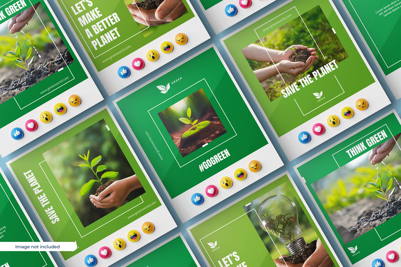 Green Planet Social Media Post brand brand design brand identity branding design facebook post go green graphic design green green planet illustration illustrator instagram post nature photoshop post social media social media post tree vect plus