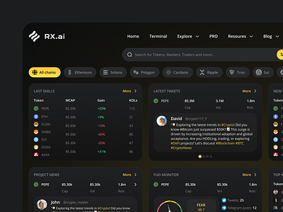 RXAI - Crypto dashboard design application coins crypto cryptocurrency dashboard uxui web web3