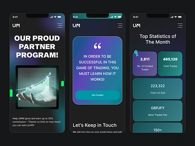 UI Mobile business cta cyan dark design gradient header hero interaction interface mobile prop firm stats subpage trading transparent ui ux violet website