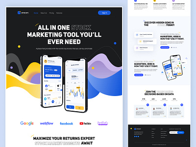 Stock Market Landing Page 3d analytics animation app ui branding cards graphic design logo motion graphics ui