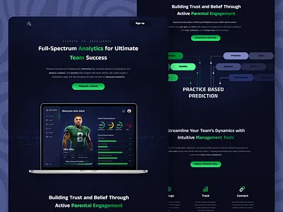 Landing Page for Sports Analytics Platform crm hero section hero section design landing page saas saas crm saas landing page saas sports platform saas web design sports landing page dessign typography ui uiux ux