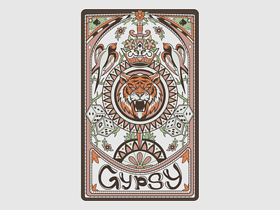 Gypsy - Affiliate Branding affiliate art birds brand branding character crown cubes flat game gaming graphic design illustration illustrator pattern retro summer tiger tropics vintage