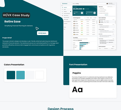 Retire Ease Dashboard animation branding case study color dailyui dashboard design design system figma finance finance advisor graphic design illustration logo motion graphics presentation retire ui ux vector