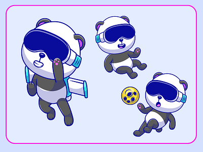Panda Virtual Reality 🐼🐼 animal baby bear cartoon children design fauna glasses graphic design illustration logo panda technology vector virtualreality