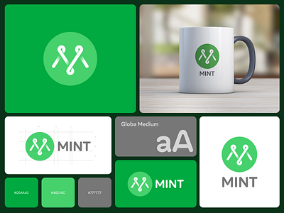 Mint Hosting branding green hosting logo logo design mint monogram