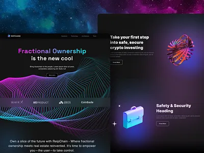 ReipChain Website Design animation blockchain cool crypto dark futuristic graphic design highlight logo neon repchain technical ui