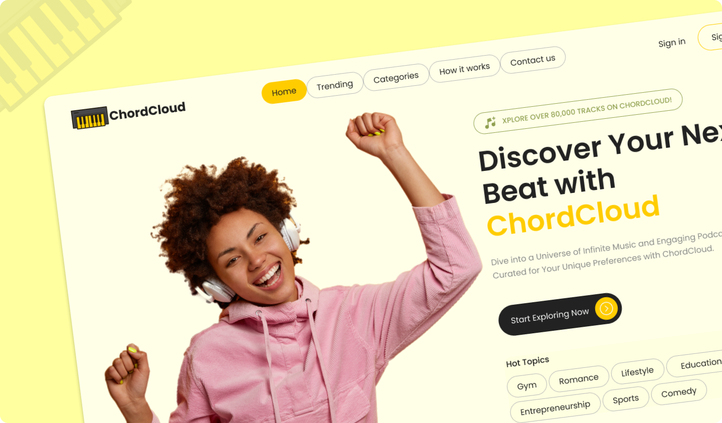 Music Streaming and podcast Platform Design Concept branding cleanlayout creativedesign digitaldesign frontenddevelopment landingpage musiclibrary musicstreaming podcast podcastdiscovery podcastplatform responsivedesign streaming ui uiux userfriendly vibrantvisuals webdesign