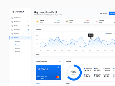 SaaS Dashboard - Lookscout Design System clean dashboard design layout saas ui user interface ux web application webapp