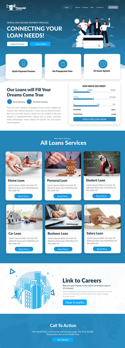 Loan Landing Page Design app branding design graphic design illustration logo typography ui ux vector