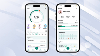 Calorie Tracker - Mobile App animation appdesign apple branding calorietracker design figma fitnessapp flatui foodtracker healthapp iphone lightui mobileapp mobileappdesign mobileui productdesign rotato ui ux