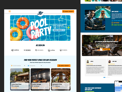 Fun style Rental Property - Space Share airbnb branding cheerful design fun landing page fun style fun website design header header design hosting interface landing page playful design property real estate rental service company ui web web design website