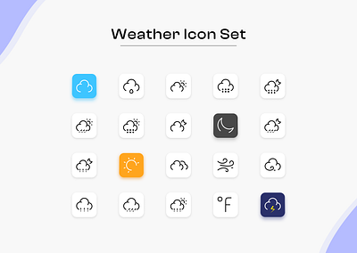 Weather Icon Set animation cloud design icon icon set icons moon oneline oneline icon rain report simple sun weather icon weather icon set weather report wind