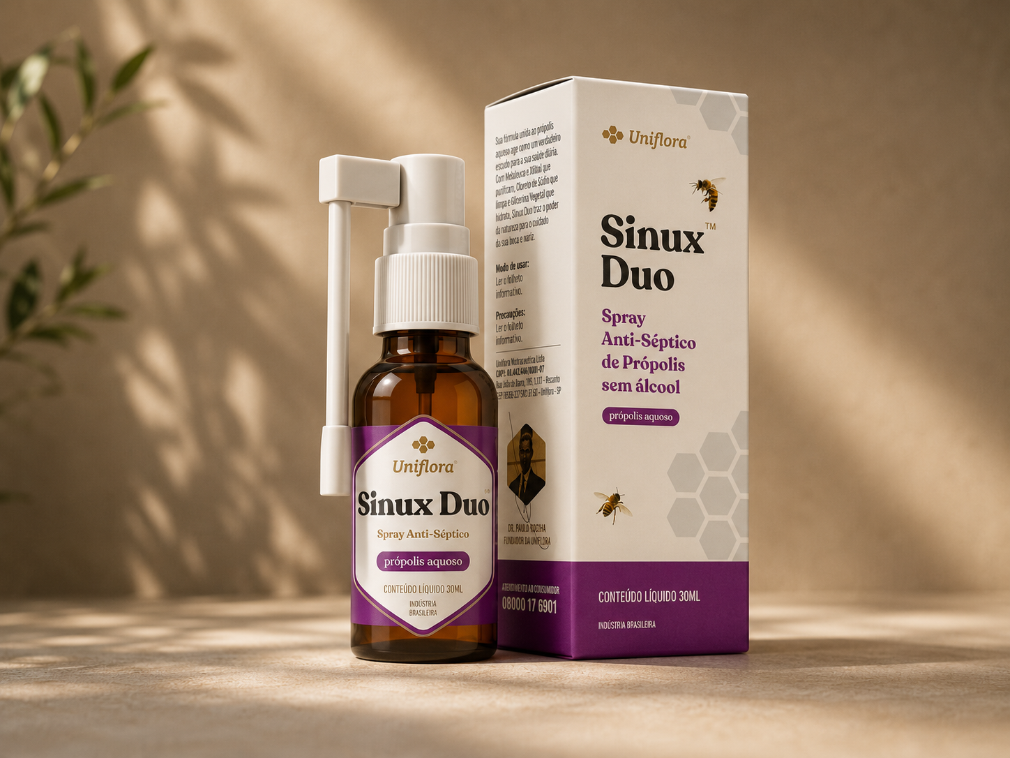 Uniflora spray 3d embalagem mockup package própolis spray uniflora