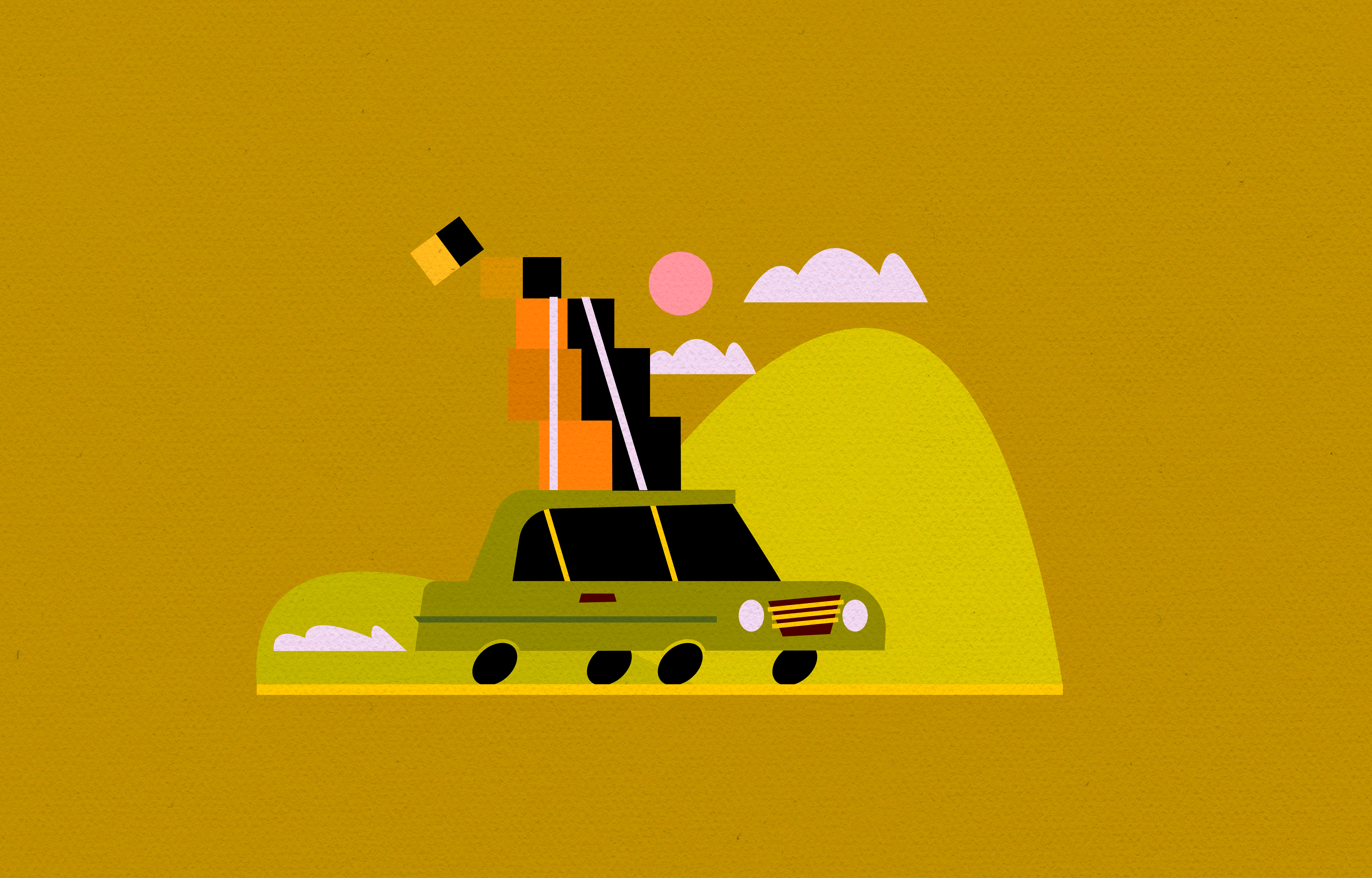 Daily Art 3: Moving 2d car geometric illustration retro texture vectorart vintage