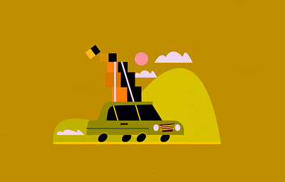 Daily Art 3: Moving 2d car geometric illustration retro texture vectorart vintage