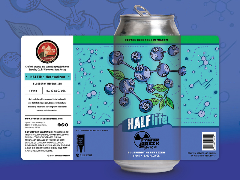 Blueberry Beer Label Design beer beer label beer packaging blue blueberry branding brewery can design hand drawn illustration illustrator label label art molecule original art packaging packaging art packaging design unique