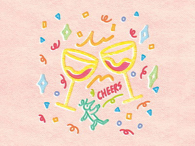 Cheers art artwork cheers confetti design glass illust illustration ipad lettering pattern photoshop texture wine