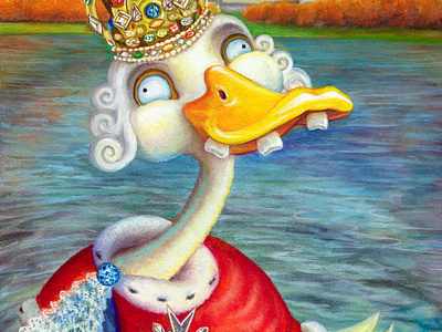 King of the Pond | Gouache Paint Illustration animal art art prints artist bird cartoon commission duck freelance gouache humor illustration illustrator king nature paint painter painting wall art watercolor