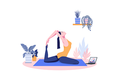 Exercise in the Morning 2D Vector Ilustration 2d animation design digital art exercise flat illustration morning morningroutine motion pets woman